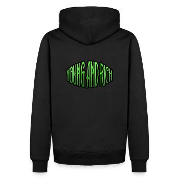 YOUNG AND RICH - Luxuriöse Top Designer Mode Marke - Männer Premium Bio Hoodie - Schwarz - Hinten - Nico (187cm)