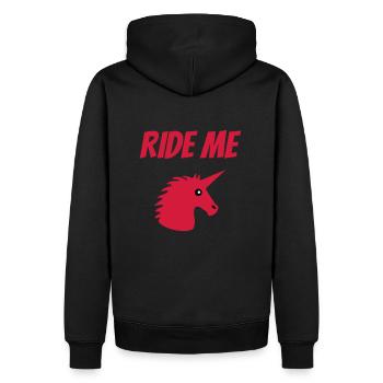 Chevauche-moi (tête de licorne) - Sweat à capuche Premium bio Homme - noir - Dos - Nico (187cm)