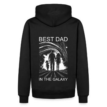 Père Fille Papa Filles Meilleur Papa de la galaxie - Sweat à capuche Premium bio Homme - noir - Dos - Nico (187cm)