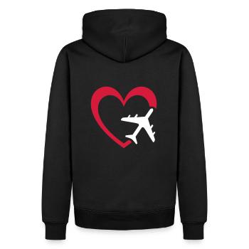 Avion et cœur - Sweat à capuche Premium bio Homme - noir - Dos - Nico (187cm)