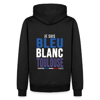 football je suis bleu blanc Toulouse supporters - Sweat à capuche Premium bio Homme - noir - Dos - Nico (187cm)