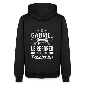 Gabriel ne peut pas le réparer cadeau gabriel - Sweat à capuche Premium bio Homme - noir - Dos - Nico (187cm)