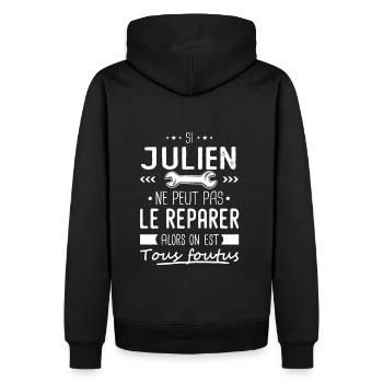Julien ne peut pas le réparer cadeau julien - Sweat à capuche Premium bio Homme - noir - Dos - Nico (187cm)