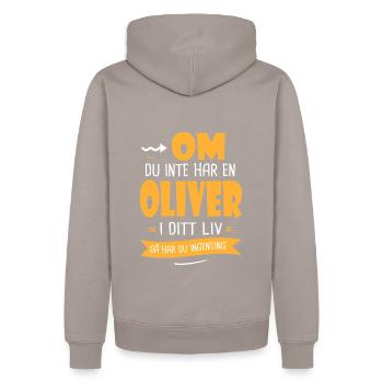 Oliver Gåva humor förnamn oliver - Sweat à capuche Premium bio Homme - taupe - Dos - Nico (187cm)
