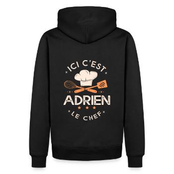 Adrien Chef Ici c est adrien le chef cuisinier - Sweat à capuche Premium bio Homme - noir - Dos - Nico (187cm)