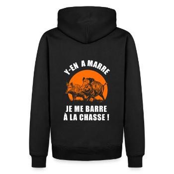 je me barre à la chasse drôle marrant chasseur - Sweat à capuche Premium bio Homme - noir - Dos - Nico (187cm)