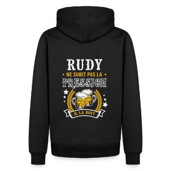 Rudy bière Rudycadeau rudy fêtes - Sweat à capuche Premium bio Homme - noir - Dos - Nico (187cm)