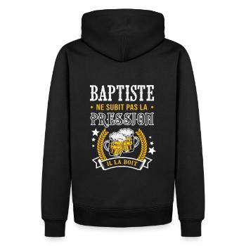 Baptiste bière cadeau baptiste fêtes - Sweat à capuche Premium bio Homme - noir - Dos - Nico (187cm)