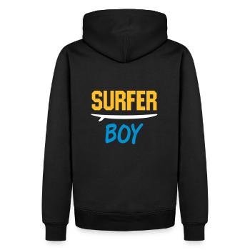 Surfer boy (surfboard) - Men’s Premium Organic Hoodie - black - Back - Nico (187cm)
