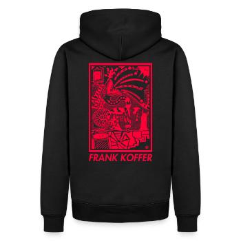 FRANK KOFFER Salmon Red Two - Männer Premium Bio Hoodie - Schwarz - Hinten - Nico (187cm)