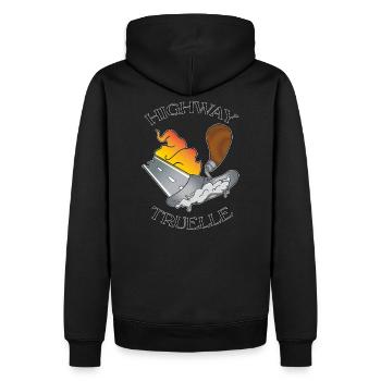 Autobahnkelle - Männer Premium Bio Hoodie - Schwarz - Hinten - Nico (187cm)