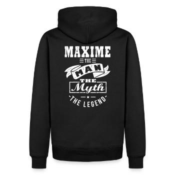 MAXIME der Mann der Mythos die Legende - Männer Premium Bio Hoodie - Schwarz - Hinten - Nico (187cm)