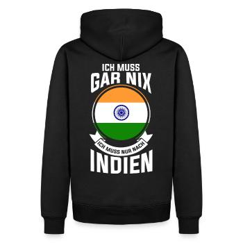 Je n’ai pas besoin d’aller en Inde. - Sweat à capuche Premium bio Homme - noir - Dos - Nico (187cm)
