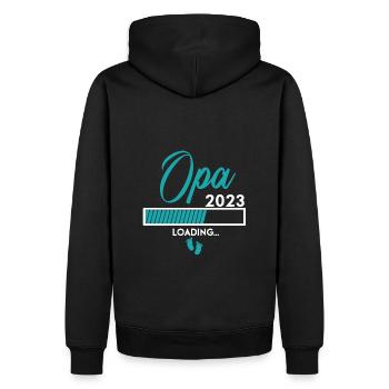 Ich werde Opa 2023 - Babyfüsse mit Loading Screen - Männer Premium Bio Hoodie - Schwarz - Hinten - Nico (187cm)