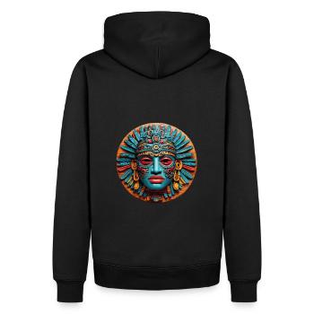 Inka Maske Azteken Maske bunte mystische Maske - Männer Premium Bio Hoodie - Schwarz - Hinten - Nico (187cm)