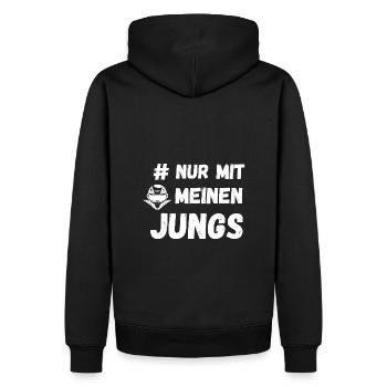 #Nur mit meinen Jungs Helm Motorrad Club Stammtisc - Männer Premium Bio Hoodie - Schwarz - Hinten - Nico (187cm)