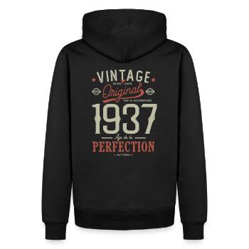 Cadeau anniversaire 85 ans né en 1937 - Sweat à capuche Premium bio Homme - noir - Dos - Nico (187cm)
