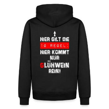 Glühwein - 1G - Regel ! - Männer Premium Bio Hoodie - Schwarz - Hinten - Nico (187cm)