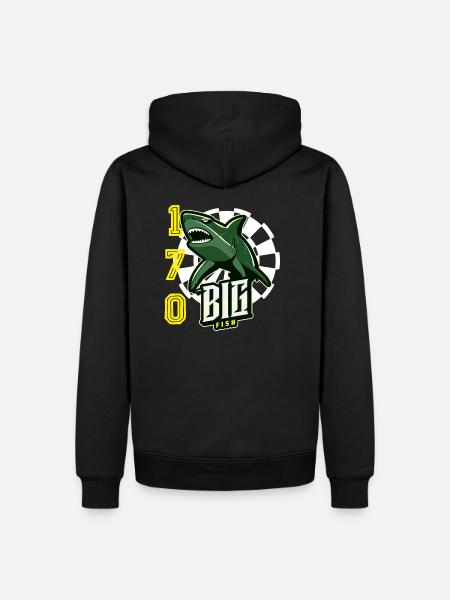Gros poisson Fléchettes Requin - Sweat à capuche Premium bio Homme - noir
