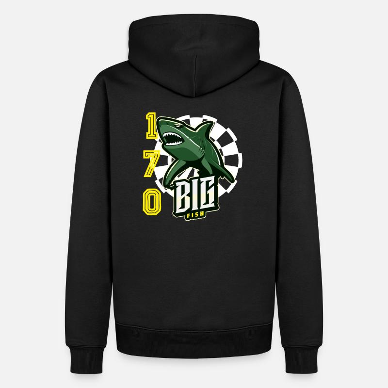 Gros poisson Fléchettes Requin - Sweat à capuche Premium bio Homme - noir