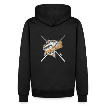 Angler - Petri Heil Fischen - Männer Premium Bio Hoodie - Schwarz - Hinten - Nico (187cm)