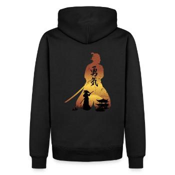 Samurai - Mut - Männer Premium Bio Hoodie - Schwarz - Hinten - Nico (187cm)