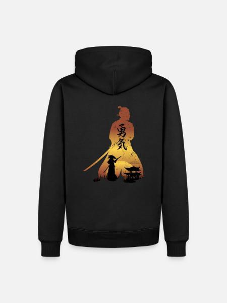 Samurai - Mut - Männer Premium Bio Hoodie - Schwarz