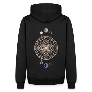 Mondphasen Geometrisches Muster - Männer Premium Bio Hoodie - Schwarz - Hinten - Nico (187cm)