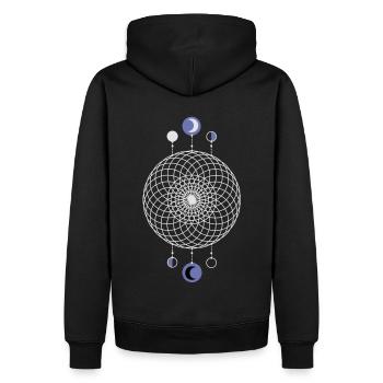 Geometrisches Muster Mondphasen - Männer Premium Bio Hoodie - Schwarz - Hinten - Nico (187cm)