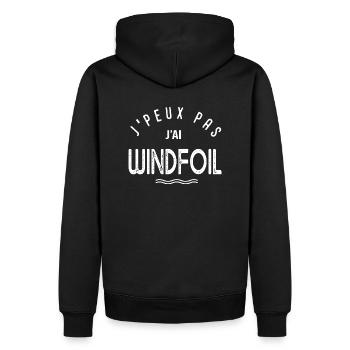 J'peux pas j'ai windfoil cadeau sport windsurf - Sweat à capuche Premium bio Homme - noir - Dos - Nico (187cm)