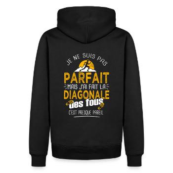 parfait diagonale des fous trail course a pied - Sweat à capuche Premium bio Homme - noir - Dos - Nico (187cm)