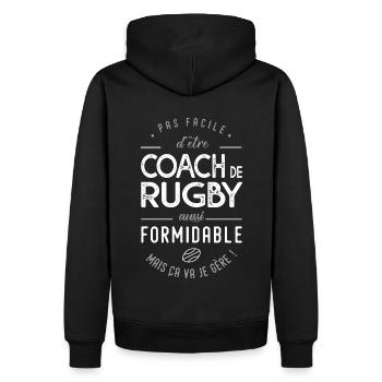 Coach Rugby formidable cadeau entraineur rugby - Sweat à capuche Premium bio Homme - noir - Dos - Nico (187cm)