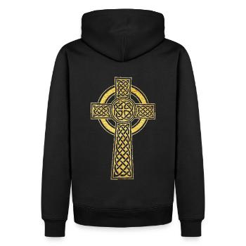 Croix Celtique symbole d’équilibre et de protection - Sweat à capuche Premium bio Homme - noir - Dos - Nico (187cm)