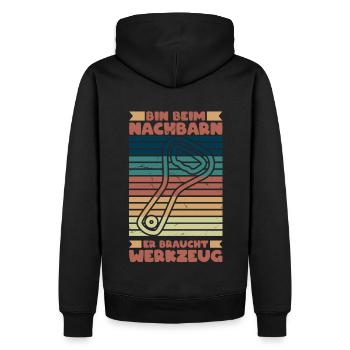 Nachbar braucht Werkzeug (Flaschenöffner-Edition) - Männer Premium Bio Hoodie - Schwarz - Hinten - Nico (187cm)