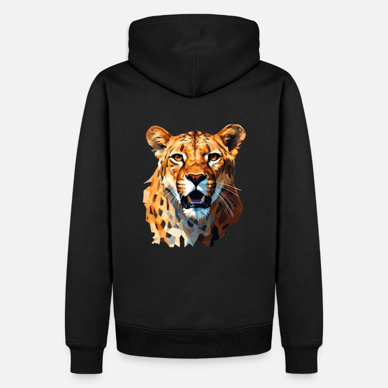 Guépard dans le style polygonal - Sweat à capuche Premium bio Homme - noir