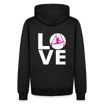 Aerial Silks - Silklove - Aerialist - vertical wipe - Men’s Premium Organic Hoodie - black - Back - Nico (187cm)