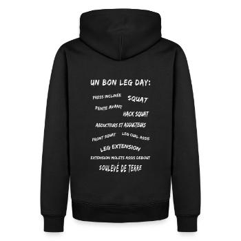 t shirt musculation jambe - Sweat à capuche Premium bio Homme - noir - Dos - Nico (187cm)