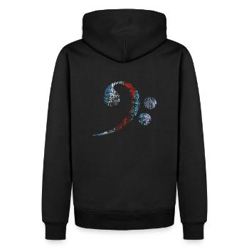 Bassschlüssel, Bass Clef vintage distressed - Männer Premium Bio Hoodie - Schwarz - Hinten - Nico (187cm)