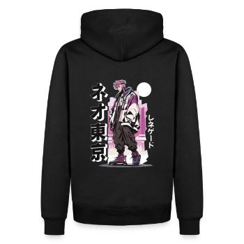Pink Hair Man Anime - Sweat à capuche Premium bio Homme - noir - Dos - Nico (187cm)