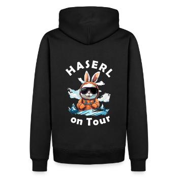 Skitour Tourenski Haserl Mädchen - Männer Premium Bio Hoodie - Schwarz - Hinten - Nico (187cm)