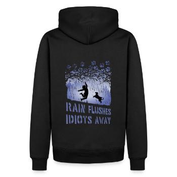 La pluie chasse les idiots (Staffy Edition, lumineux) - Sweat à capuche Premium bio Homme - noir - Dos - Nico (187cm)