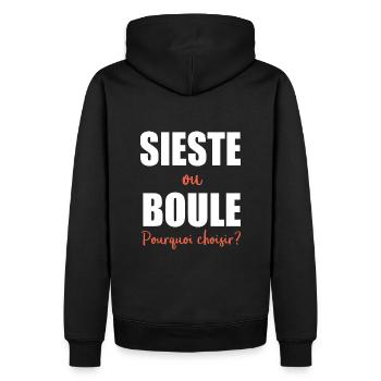 Humour Homme sieste et boule pétanque - Sweat à capuche Premium bio Homme - noir - Dos - Nico (187cm)