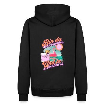 Design de fête 'I’m there can go' Flamingo - Sweat à capuche Premium bio Homme - noir - Dos - Nico (187cm)