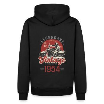 1954 Jubiläum Vintage Biker-Motorrad Jahrgang 1954 - Männer Premium Bio Hoodie - Schwarz - Hinten - Nico (187cm)