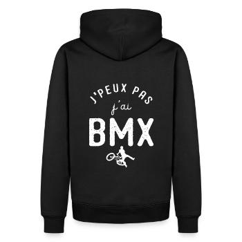 velo J peux pas j ai bmx humour sport vélo BMX - Sweat à capuche Premium bio Homme - noir - Dos - Nico (187cm)