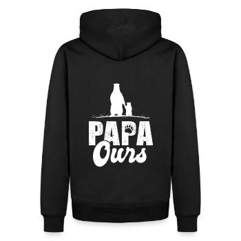 papa ours cadeau t shirt papa ours fête des pères - Sweat à capuche Premium bio Homme - noir - Dos - Nico (187cm)