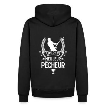 Laurent meilleur pêcheur fete laurent peche - Sweat à capuche Premium bio Homme - noir - Dos - Nico (187cm)