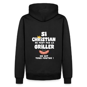 Christian roi barbecue cadeau Christian fêtes - Sweat à capuche Premium bio Homme - noir - Dos - Nico (187cm)