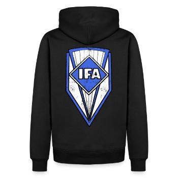 IFA mobile DDR Vintage Retro Classic Logo - Sweat à capuche Premium bio Homme - noir - Dos - Nico (187cm)