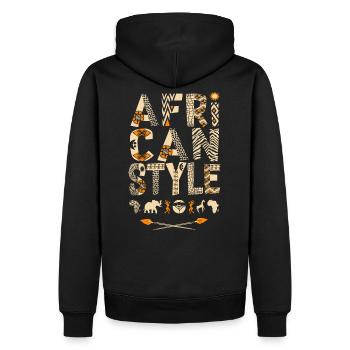 African Style - afrikanische Muster mode, Afrika - Männer Premium Bio Hoodie - Schwarz - Hinten - Nico (187cm)